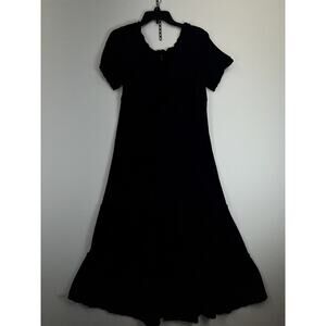 Ellos Dress Women’s Large 18/20 Black Short Sleeve 100% Cotton
